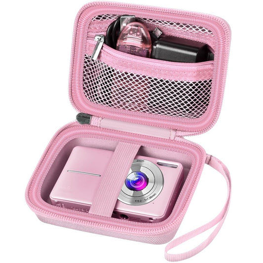 ALKOO Case Compatible with CAMKORY Digital Camera/for VAHOIALD FHD 1080P Digital Point and Shoot/for Kodak PIXPRO FZ55/ FZ45 16MP Vlogging/for IWEUKJLO, Holder for SD Card More- Pink (Box Only)
