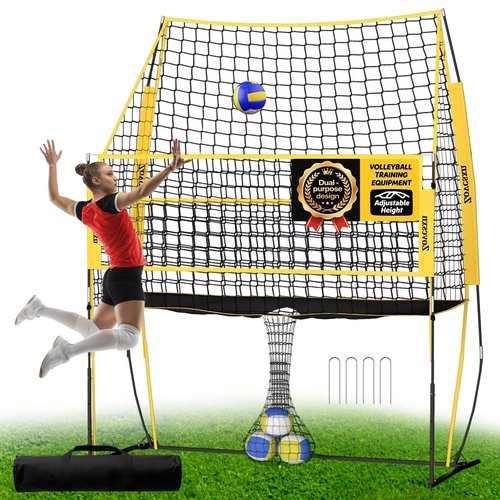 Volleyball Practice Net, Adjustable Heights Volleyball Training Net Station Improve Hit, Serve and Spike Skills Easy Assembly for Backyard Individual Team Practice