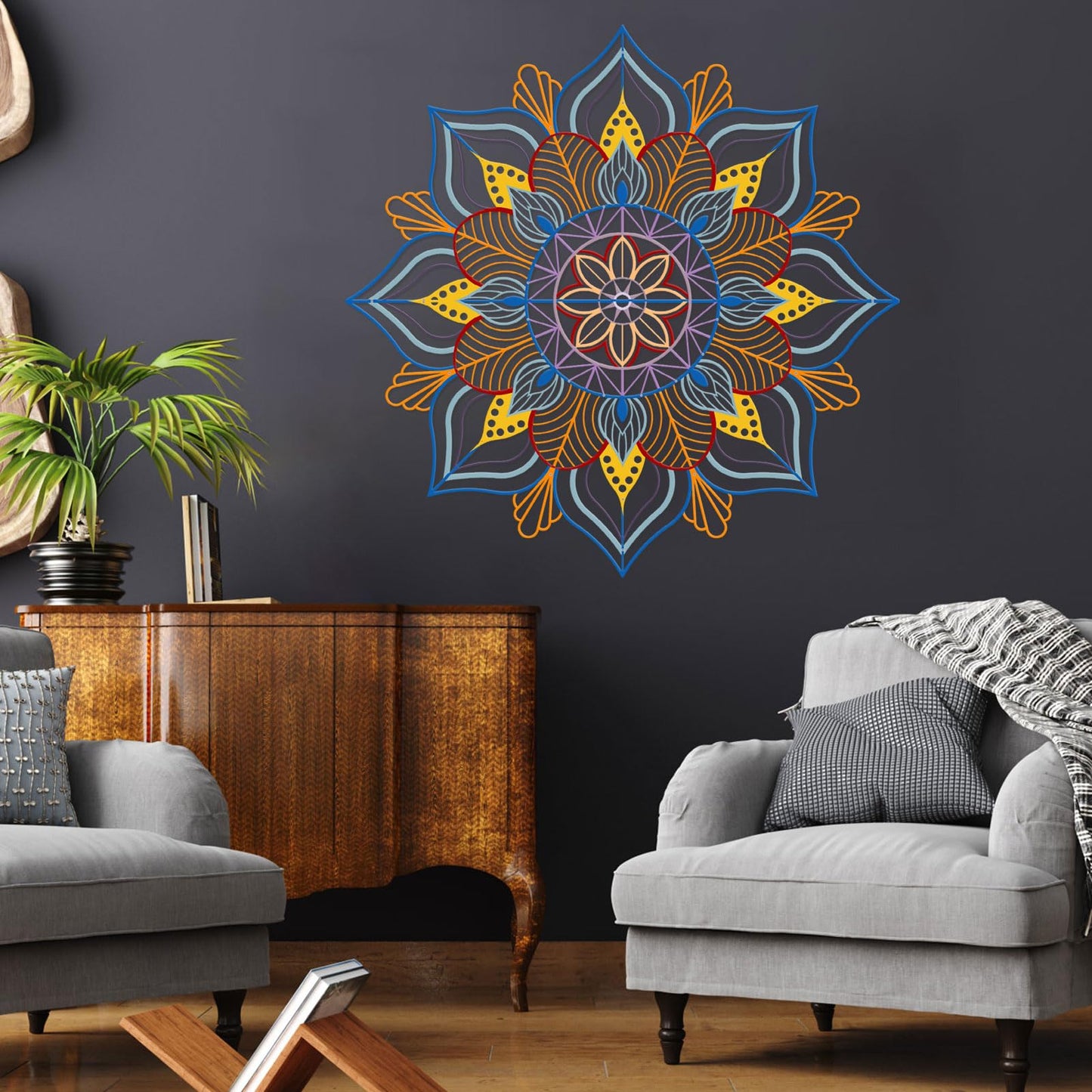 Resama Large Metal Mandala Wall Decor, Unique Lotus Flower Wall Art, Suitable for Office and Home Indoor and Outdoor Decoration
