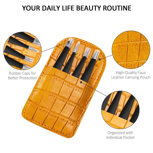 Tweezers Set for Eyebrows, KayaLikes 4 Pcs Precision Tweezers Set for Girls and Women, Excellent at-home Grooming Tools with Leather Case, Black