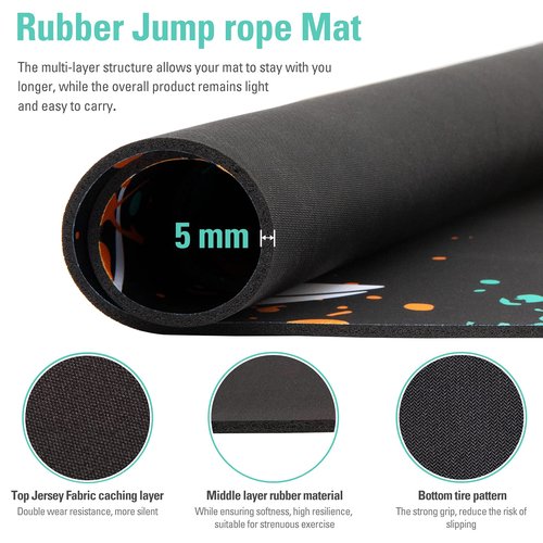 Jump Rope Mat Large Rubber Exercise Mat Rope Skipping Workout Mats for Home Gym Flooring Non-Slip Oval Design for Floor & Rope Protection VR mat Green