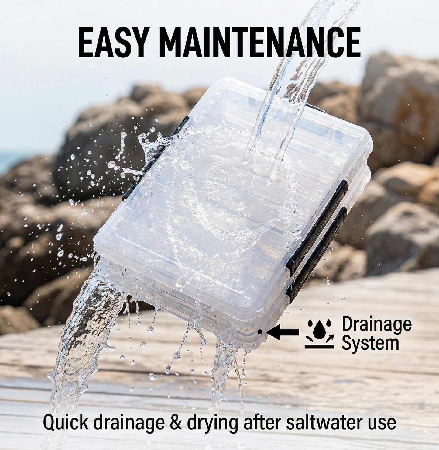 Fishing Lure Box Double-Sided: 3 Packs Large Saltwater Lure Storage Fishing Tackle Box for Crankbait Jerkbait Squid Jig Case Organizer - 18 Grids (Clear)