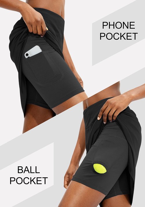 Viodia Women's 20" Knee Length Skorts Skirts Athletic Tennis Golf Skirt for Women Modest Sports Casual Summer Skirt with 5 Pockets Black