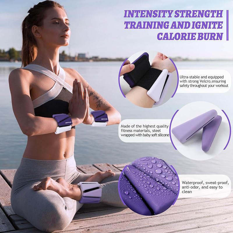 Gradient Ankle Weights for Women – Adjustable 2lb Pair (4lb Total), Includes Wrist Weights