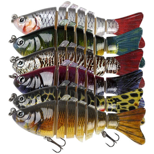 6Pcs Fishing Lures for Bass, Topwater Trout Lure, Multi Jointed Swimbaits, Multi-Jointed Slow Sinking Hard Baits, Swimming Lures for Freshwater Saltwater, Lifelike Fishing Lures Kit