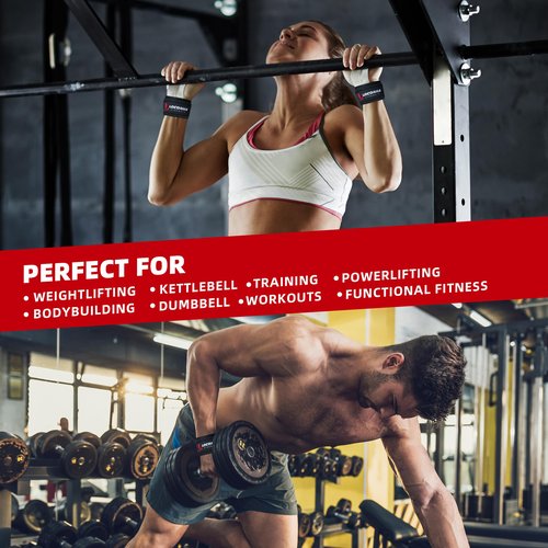 LOCONHA 2 Pair Lifting Straps for Weightlifting, Bodybuilding, Strength Training with Neoprene Cushioned Wrist Padded - 20 inch Cotton