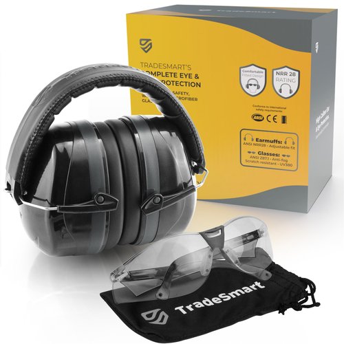 TradeSmart High-Performance Earmuffs for Shooting Range & Shooting Eye Protection Glasses + Firearm Confidence Course Included