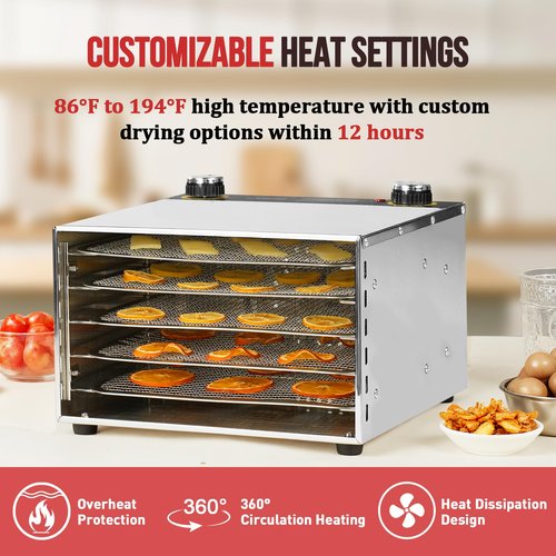 Electric Food Dehydrator 5 Trays Stainless Steel 400W Power Fruit Herb Vegetables Meat Dehydrator For Jerky