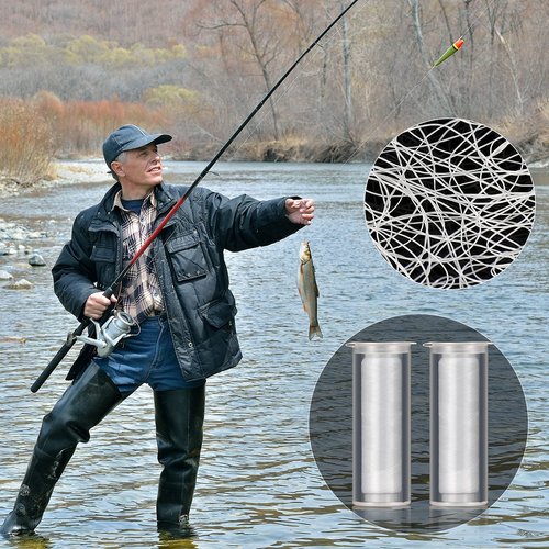 Skylety Fishing Thread Nylon Elastic Invisible Magic Fishing Line Bait Thread 0.2 mm Length 656 Feet Per Spool Stretchy Bait String Line Clear Storage Case(2 Pieces)