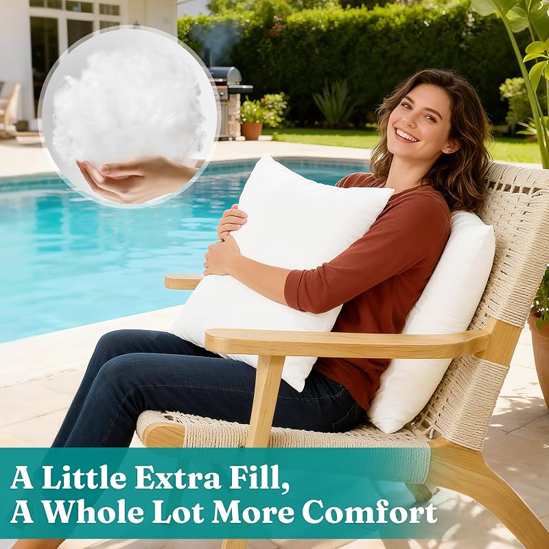 Oubonun 22x22 Outdoor Throw Pillow Inserts - Set of 2 Waterproof Cushions, 22x22 Inch Variation