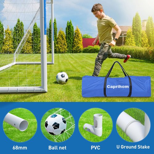 Caprihom Soccer Goal for Backyard 10FTx 6.5F Outdoor Soccer Net with Top Bin Target Net Portable Goal Post Training Equipment