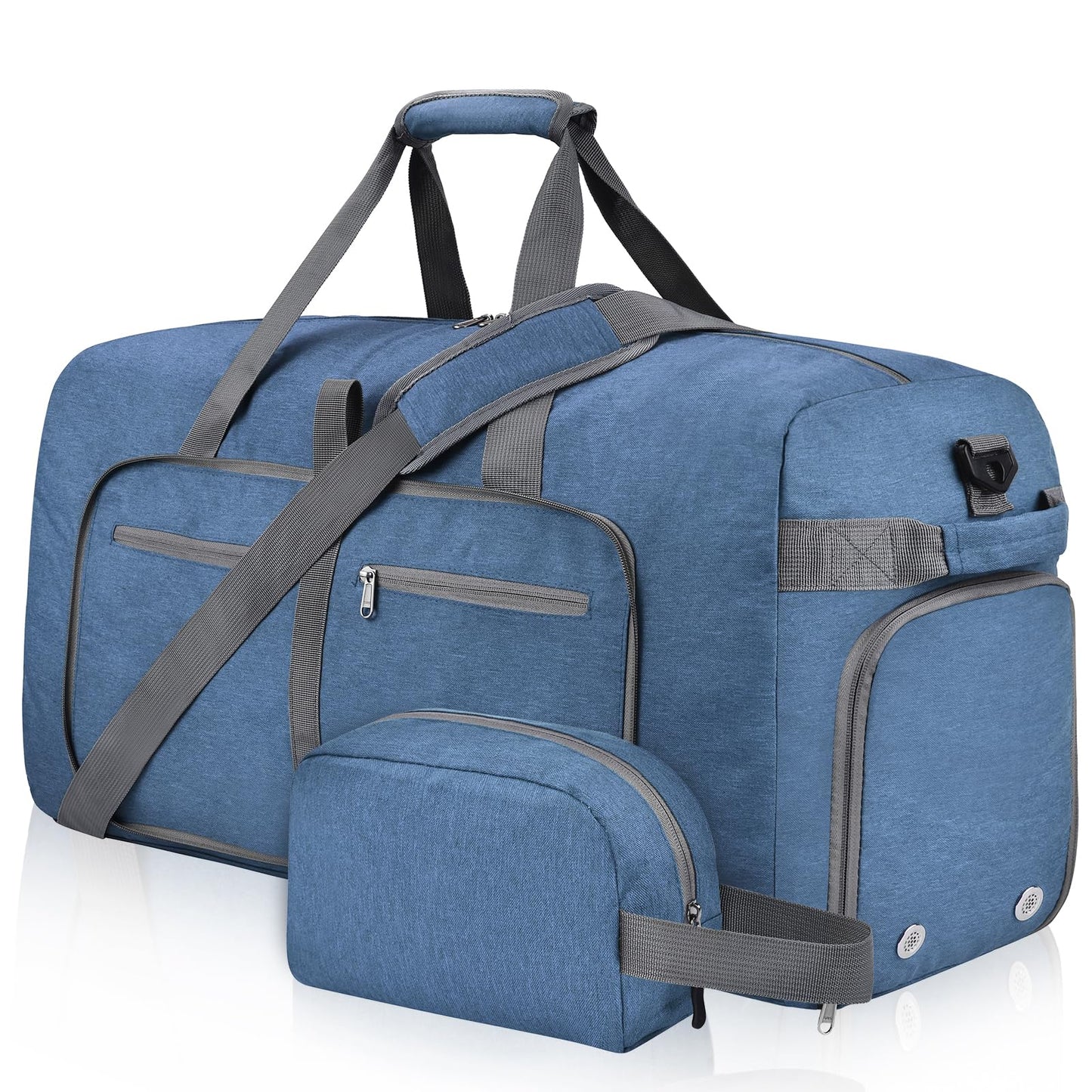 Felipe Varela 40L Duffle Bag with Shoes Compartment, Foldable Waterproof Travel Duffel Bags Duffle Overnight Weekend Travel Gym Bag for Men Women(Blue)
