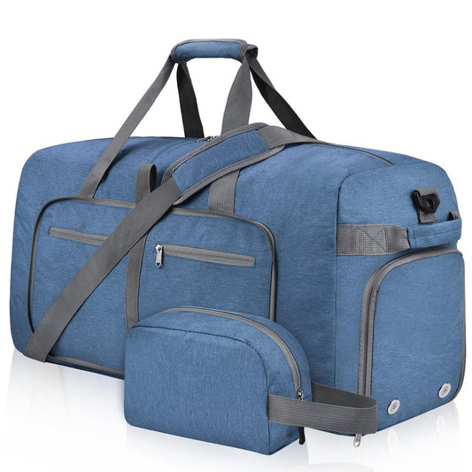 Felipe Varela 40L Duffle Bag with Shoes Compartment, Foldable Waterproof Travel Duffel Bags Duffle Overnight Weekend Travel Gym Bag for Men Women(Blue)