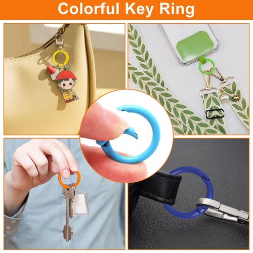 S SYDIEN 30 Pack 15 Colors Round Carabiner Clip, 24mm Trigger Spring O Rings Metal, Keychain Rings DIY Accessories for Buckle, Handbag, Purse