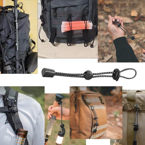 CHIVOLONA Backpack Hiking Stick Holder,Adjustable and Reflective Elastic Rope Lanyard,Walking Pole Fixing Buckle,Quiver Straps for Outdoor Hiking,Rock Climbing and Mountaineering Pole Storage