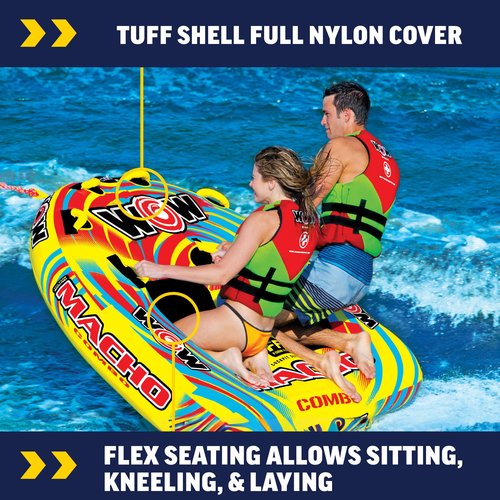 WOW Sports Macho Combo Towable Tubes for Boating, Accessories for Tubing, Water Tube for Boats - Double Seater 2 Person 340 lbs Capacity