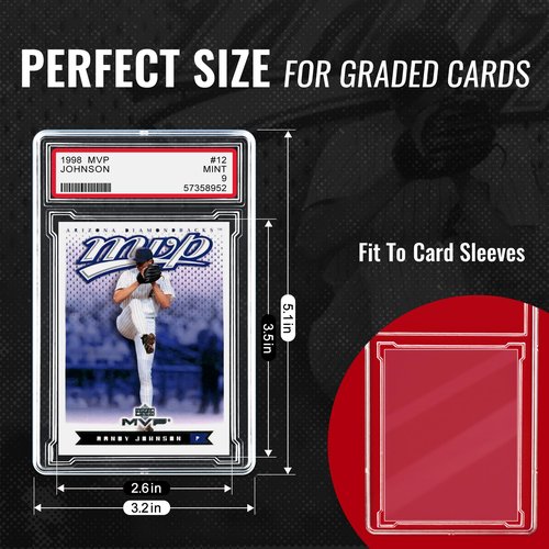 binirin 50 PCS Graded Card Holder, Graded Card Case Storage Slabs - TCG Display Case with Customizable Labels Position, Secure Buckles, 5.1x3.5x0.2 Inches - Clear Acrylic