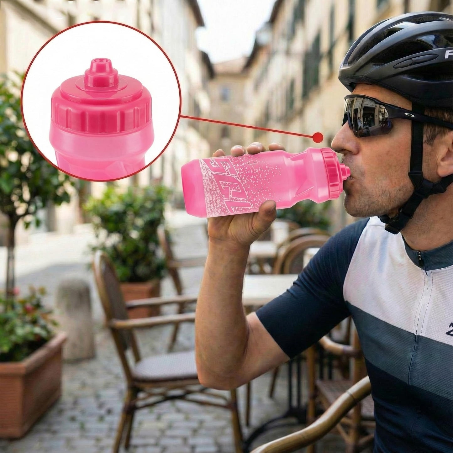SQUALO Cycling Water Bottle 20oz / 610ml – Ultra-Lightweight 56g Squeeze Bike Bottle with Self-Sealing High Flow Nozzle – Leak-Proof, BPA-Free, Ergonomic Fit for Road & Mountain Biking (Pink)