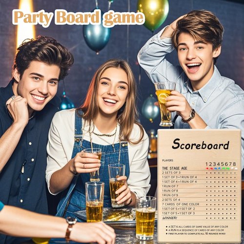 BUSOHA Score Board Compatible with Phase 10 - Wooden Scoreboard for Phase 10 Card Game with 8 Pegs Scoreboard for Board Games Family Party Birthday Christmas