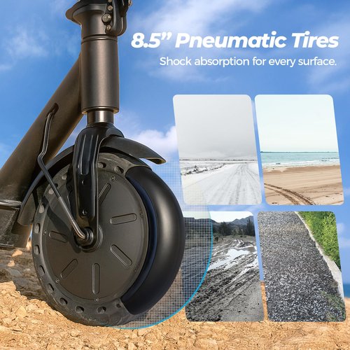Electric Scooter - 500W Motor Electric Scooter Adults, 21 Miles Range, 18.6 MPH Max Speed, Double Braking Systems, 8.5’’ Pneumatic Tire Folding & Portable E-Scooter for Commuter