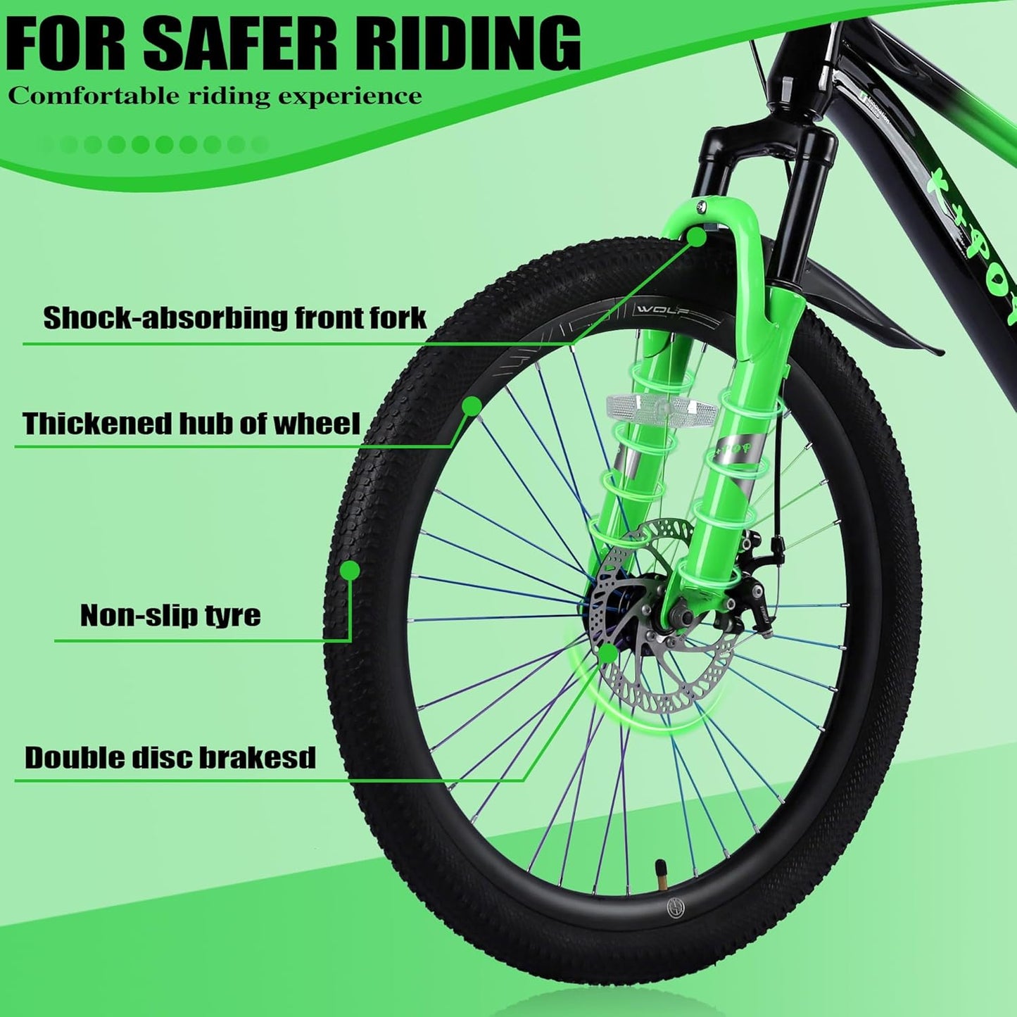 20 Inch/24 Inch Kids Mountain Bike,Single Speed Kid Bicycles for Boys & Girls Ages 8-12,Front Suspension Fork Kids' Bicycles with Dual-Disc Brake,Front and Rear Disc Brakes