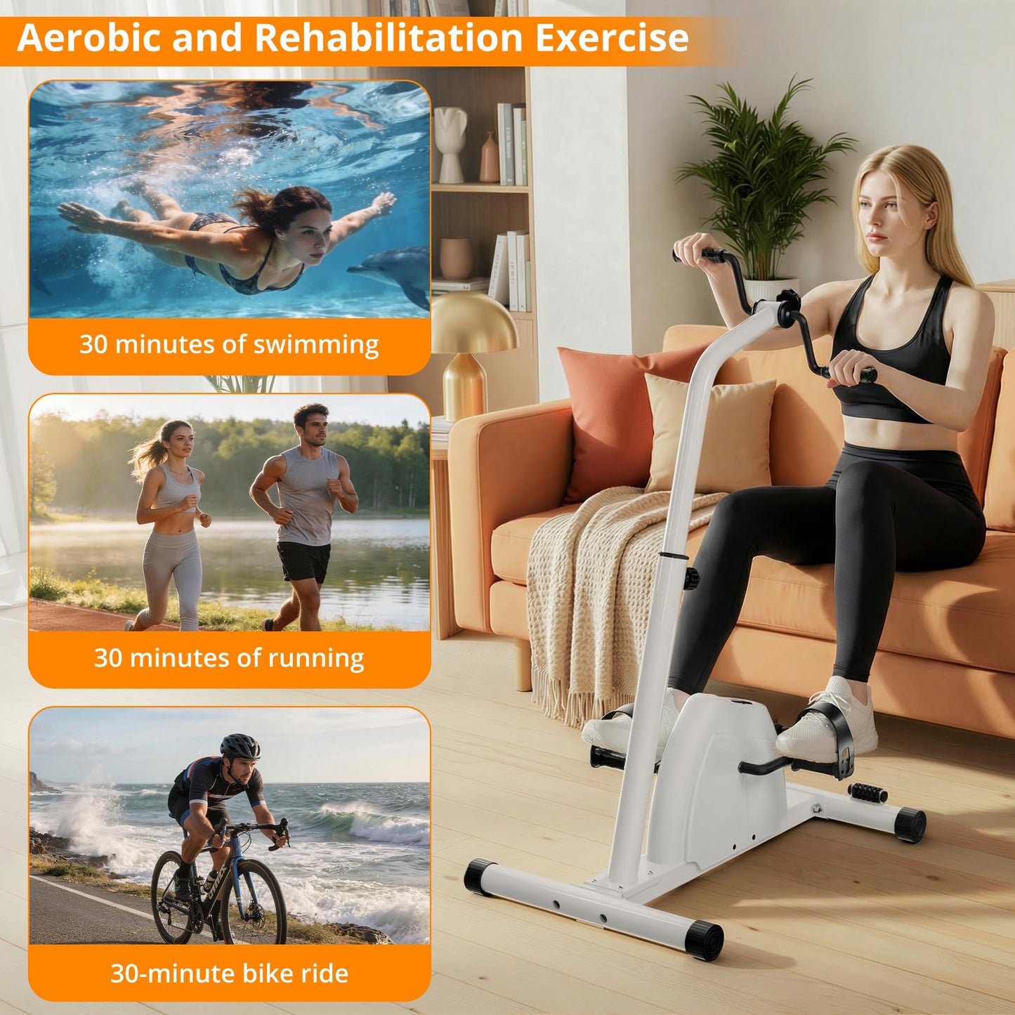 Padel Exerciser Mini Exercise Bike for Leg and Arm Cycling, Warm Up Exercise (Gray)