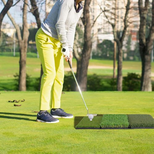 Golf Hitting Mat 24"x16"|24"x24" Tri-Turf Golf Practice Matt Outdoor Indoor Portable Training Matt Traint Aid Batting Turf Mat for Chipping, Driving and Full Swing Practice (24"x16")