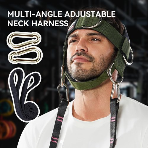 【GurZinn】 Neck Harness Trainer - Adjustable 40" (100cm) Heavy Duty Rope & Neoprene Padding | Improve Neck Strength & Reduce Neck Pain | Gym & Home Use