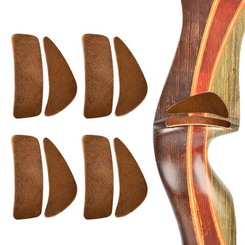 SPG Arrow Rest for Recurve Bow - 4 Pairs Fur Recurve Arrow Rest Adhesive Bow Shelf Rest Stick on Traditional Recurve Bow for Hunting Shooting Archery Practice (Brown)
