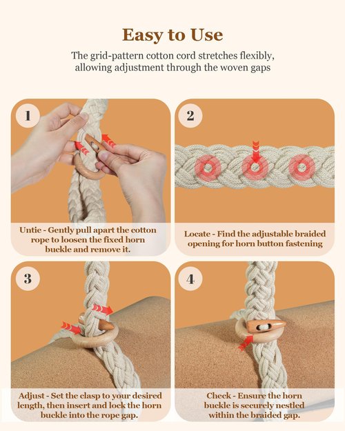 Eptusmey Yoga Mat Straps for Carrying, Handmade Braided Boho Bead Tassel Macrame Strap, Adjustable Thick Yoga Mat Carrier/Holder/Organizing, Stretching Band, Gifts for Women (Mat Not Included)
