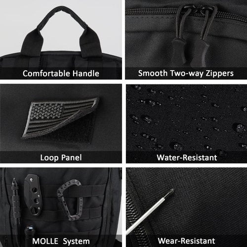 Valinov Tactical Backpack For Men 30L Military Molle Backpacks Army Assault Pack Daypack Hiking Rucksack Bug Out Bag (Black)