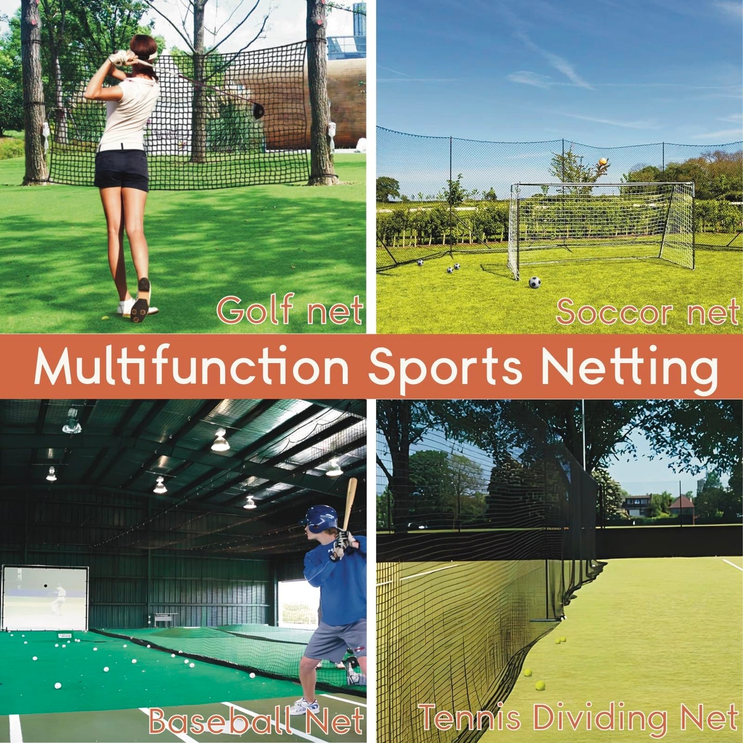 Golf Practice Net,Heavy Duty Nylon Golf Hitting Net,Golf Net Outdoor Indoor with Wire Hanging Kit,Golf Nets for Backyard Driving，Golf,Baseball, Hockey, Soccer（10/15/20/25/30ft