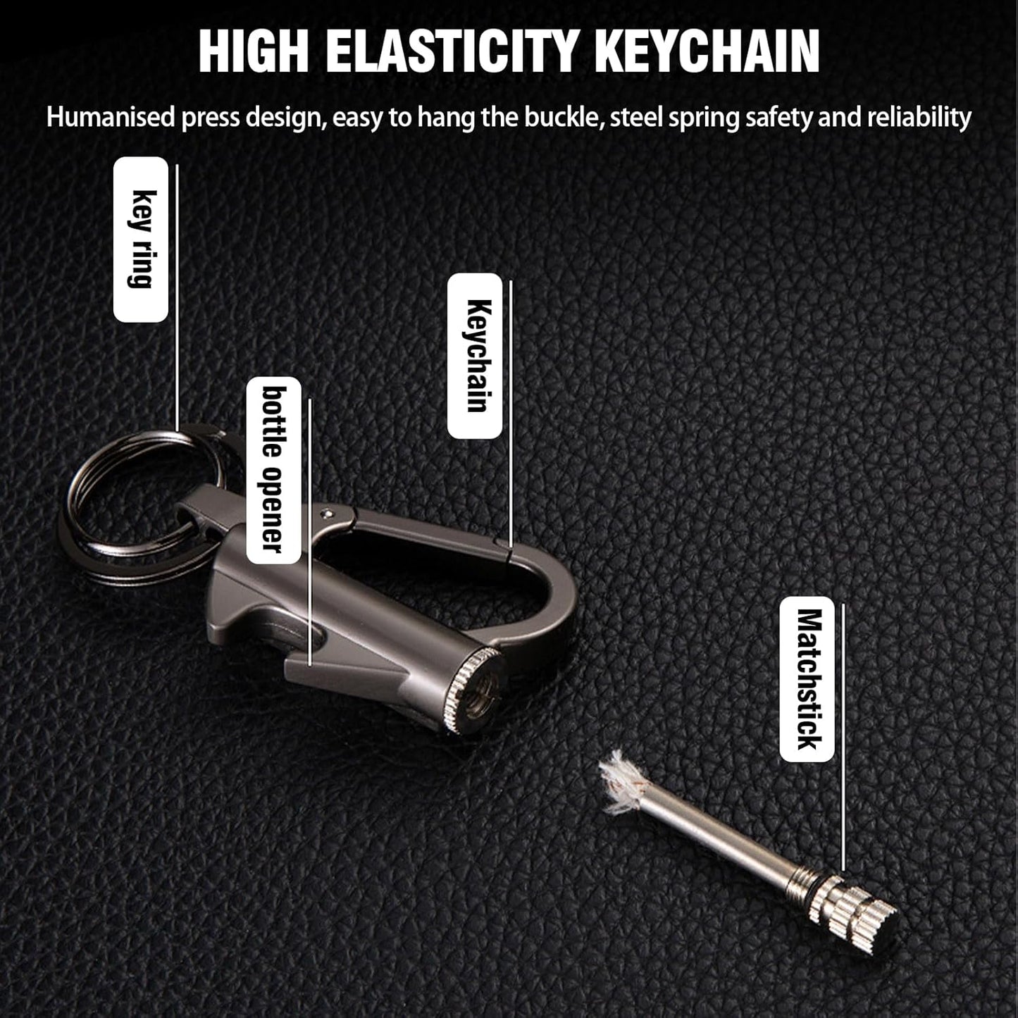 2 Pcs Metal Keychain Lighter,keychain lighter, Portable waterproof flint fire starter matches, emergency metal matches (Black)