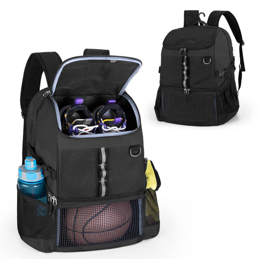 GOBUROS Basketball Bag Backpack with Ball & Shoe Compartment, Soccer Bag