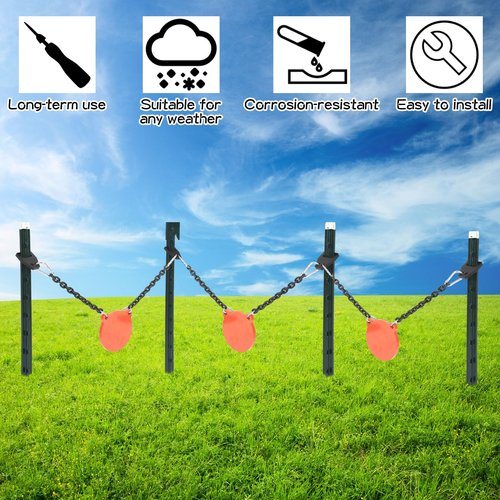 Zonon 4 Pcs Fence Post Hanger, Target Hanger for Shooting, Fits 1.25" or 1.33" T-Post, Made of AR500 Material with Powder Coating, Double-Ended Hanging Chain, DIY Pipe Target Assembly Stands