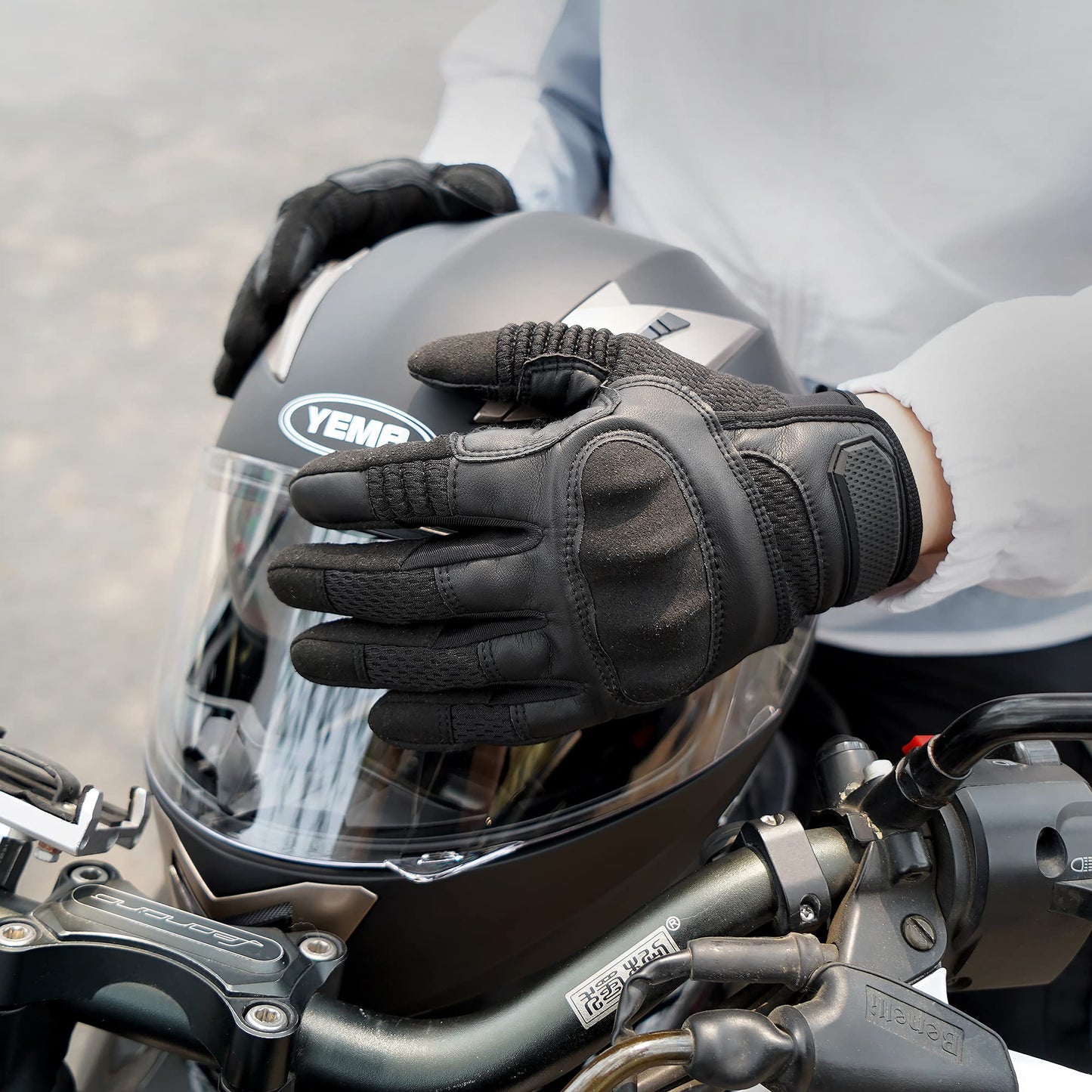 AXBXCX Touchscreen Full Finger Gloves for Men, Padded Gloves Black X-Large