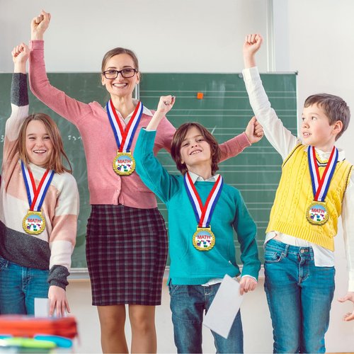 Loetere 30 Pcs Gold Medal for Award Bulk Winner Award Medal with Neck Ribbon Trophy Prize for Student Kid Education Competition Event Winner