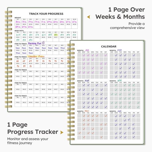 Fitness Workout Journal for Women & Men, A5(5.5" x 8.2") Workout Log Book Planner for Tracking, Progress, and Achieving Your Wellness Goals - Green