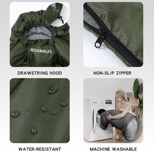 ROAMRUS Sleeping Bags for Adults 30/40/50 Degree,Portable, Waterproof, Lightweight, Warm,Suitable for Outdoor & Indoor, Hiking, Camping, Cold Weather Sleeping Bag for Kids Girls Boys Mens