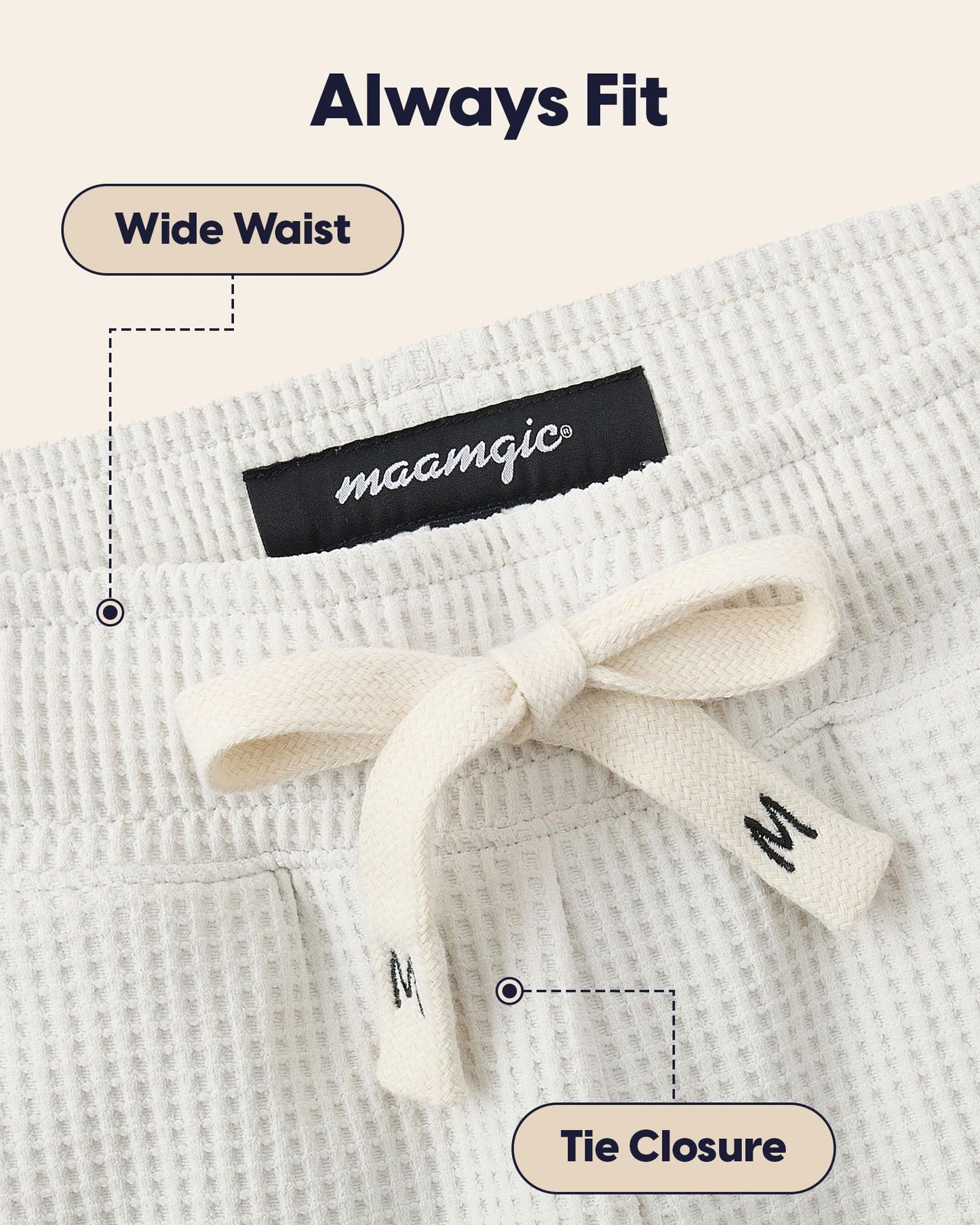 maamgic Mens Waffle Shorts Casual Lounge Shorts 7 Inch with Elastic Waist and 5 Pockets Light-Grey