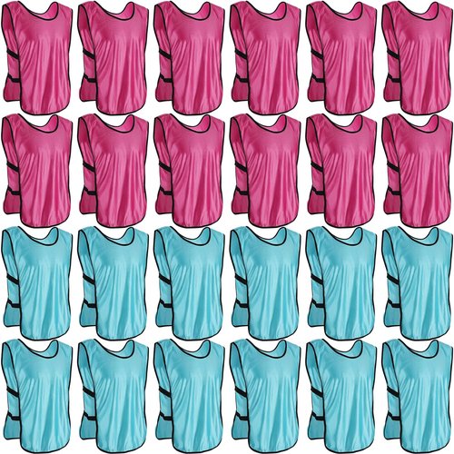 DIMEGON 24 Pack Youth Pinnies, Sports Pinnies for Youth Adults, Soccer Basketball Scrimmage Training Vests, Football Team Practice Jersey