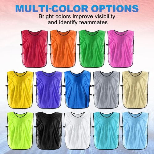 MECCANIXITY Training Vest 27 x 18 Inch Soccer Sports Team Practice Jersey for Adult Youth Teen Basketball Football (Purple, Pack of 12)