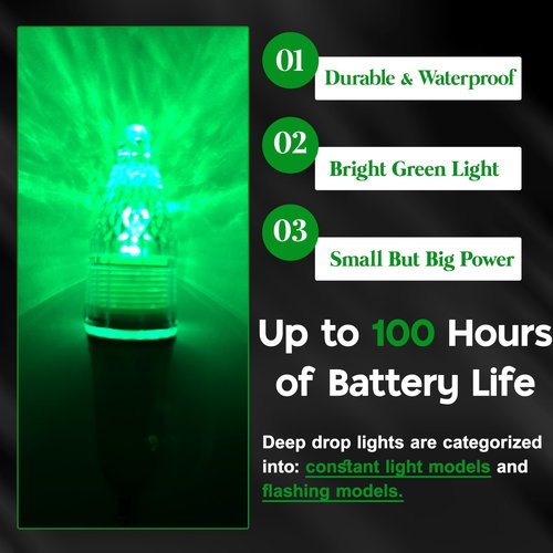 Green Underwater Fishing Light, 3 pcs / 5 pcs Deep Drop LED Waterproof Light Night Fishing Bait Lure Attractant Lamp 4.7in, 6.7in