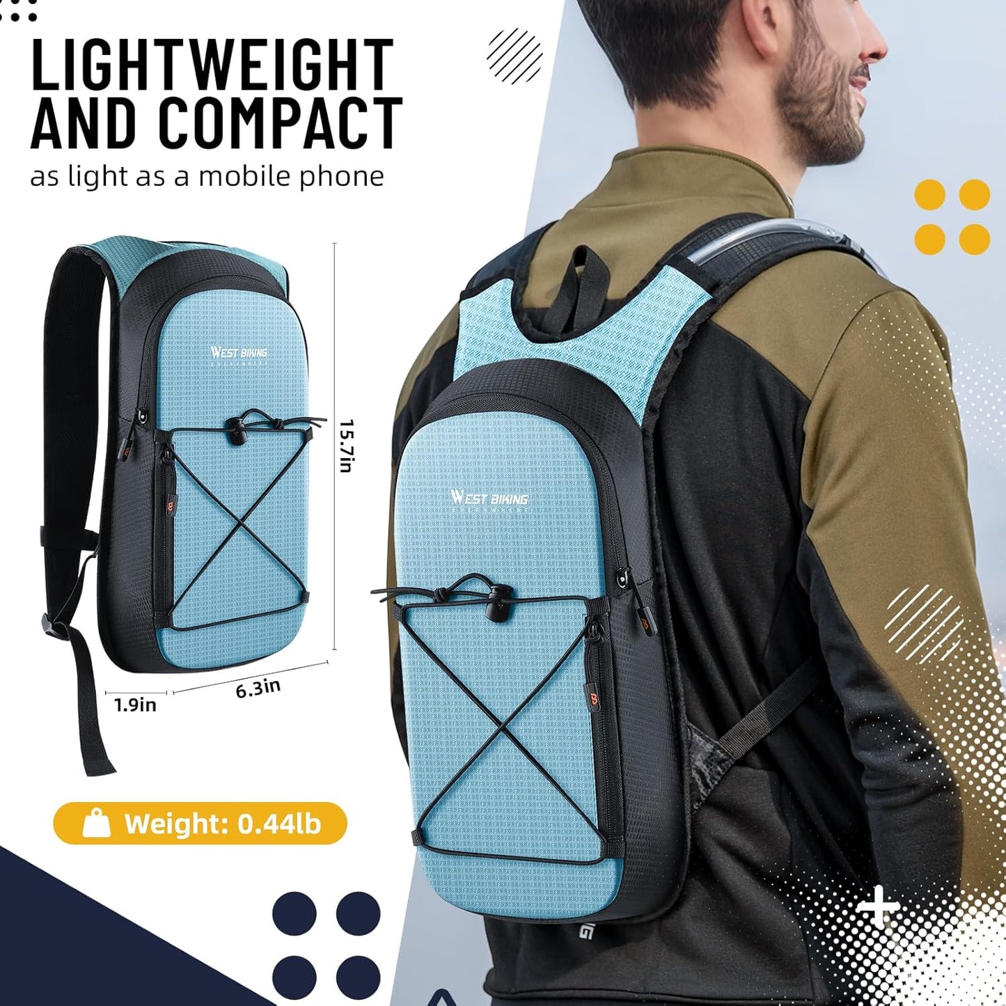Hydration Backpack with TPU Hydration Bladder, Lightweight Hiking Water Backpack, Hydration Pack with 2L Water Bladder for Running, Cycling Climbing Camping Outdoor Sports