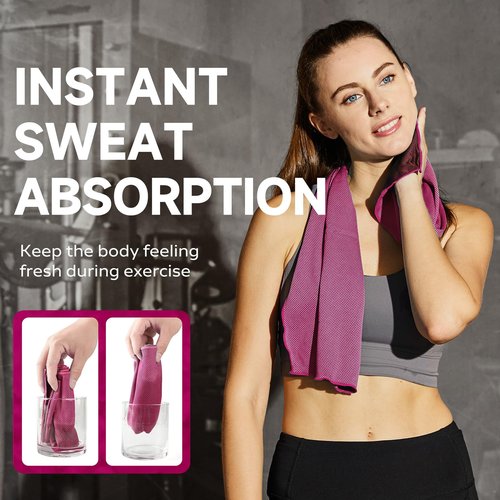BILITOK Superfiber Ice Towel Neck, Soft Breathable Cold Towel Cooling, Yoga, Sports, Golf, Gym, Camping, Running, Fitness, Exercise and More Activities, 4 Packs (Blue/Green/Rose red/Gray)