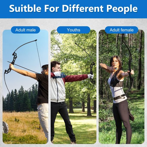 SERfawnCH 30lbs Bow and Arrow Set for Adults & Youth - Ambidextrous Takedown Recurve Bows with 12 Carbon Arrows, Left/Right Handed Archery Sets (Black)