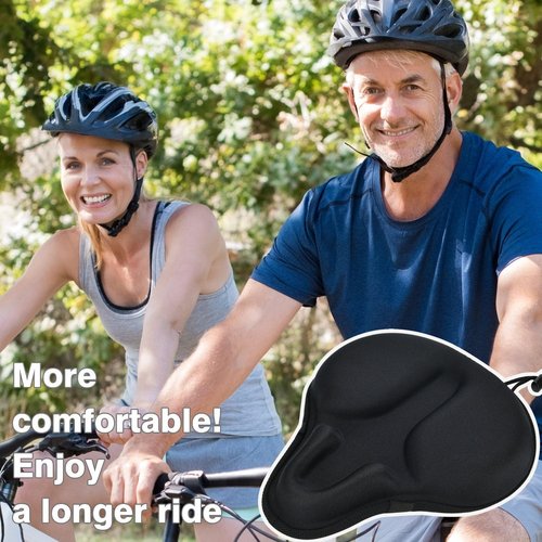 DAWAY C6 Large Comfortable Exercise Bike Seat Cover - Wide Soft Foam & Gel Padded Bicycle Saddle Cushion for Women Men Seniors, Fits for Peloton, Stationary, Cruiser Bikes, Indoor Outdoor Cycling