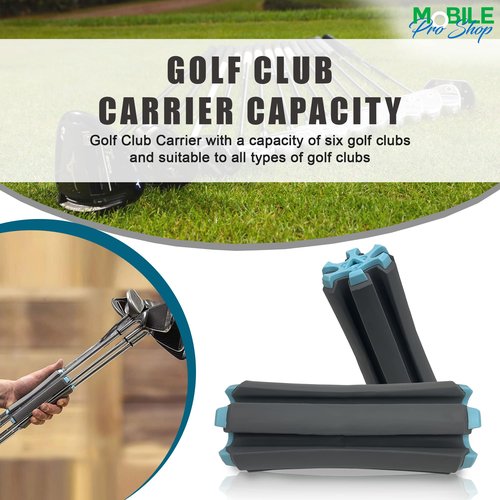 Mobile Pro Shop Golf Club Carrier with Golf Club Brush – Holds up to 6 Golf Clubs, Keeps Your Clubs Visible, Clean & Dry – Premium Quality Golf Club Holder (Grey_Turquoise)