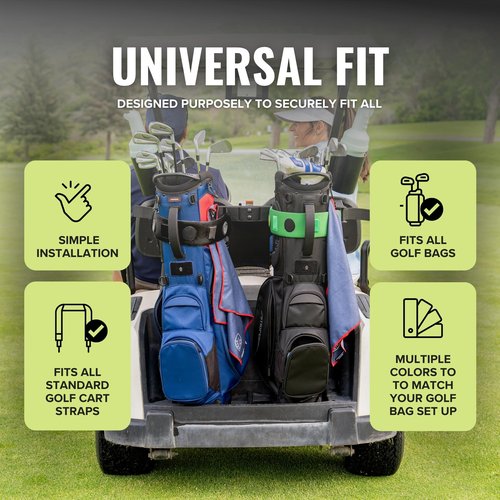 Stripebird - Premium Golf Cart Strap Sleeve Protector (Black) - Save Your Golf Bag from Golf Cart Straps - Includes Magnetic and Steel Plate for Magnetic Golf Accessories