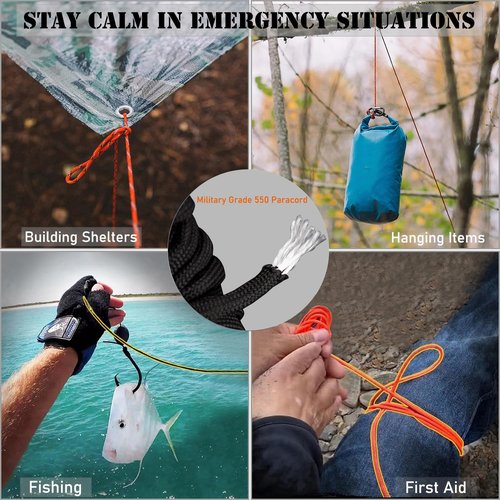 Lemubeane 3 Pack Paracord Survival Bracelet 9.7" Wristband with Whistle